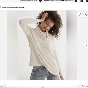 CABI #4048 Ease Turtleneck L/S Shirt in Heathered Oatmeal Size S